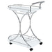 Elfman 2-tier Glass Shelf Metal Bar Cart White and Chrome - Walo Furniture 