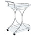 Elfman 2-tier Glass Shelf Metal Bar Cart White and Chrome - Walo Furniture 