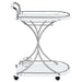 Elfman 2-tier Glass Shelf Metal Bar Cart White and Chrome - Walo Furniture 