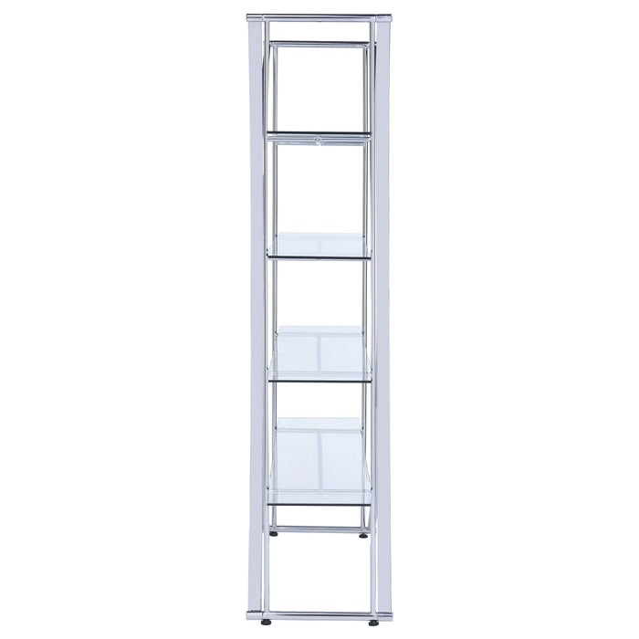 Larson 73-inch 4-shelf Glass Bookshelf Chrome - Walo Furniture 