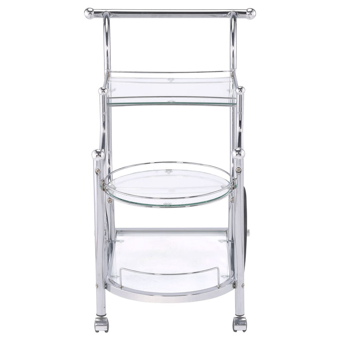 Sarandon 3-tier Glass Shelf Metal Bar Cart Chrome - Walo Furniture 