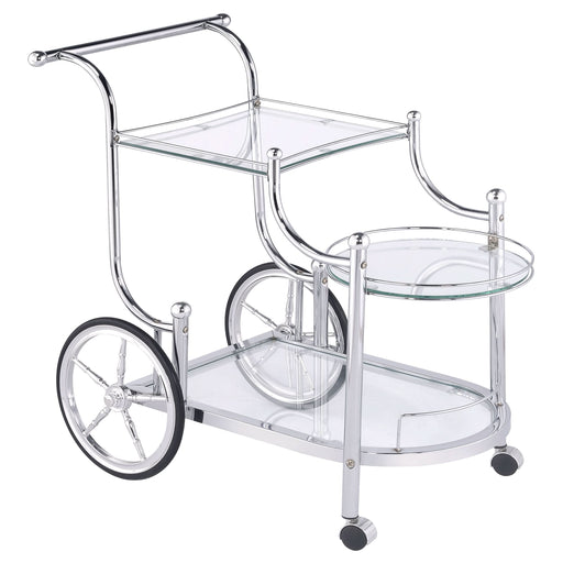 Sarandon 3-tier Glass Shelf Metal Bar Cart Chrome - Walo Furniture 