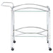 Shadix 2-tier Rectangular Glass Shelf Metal Bar Cart Chrome - Walo Furniture 