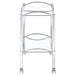 Shadix 2-tier Rectangular Glass Shelf Metal Bar Cart Chrome - Walo Furniture 