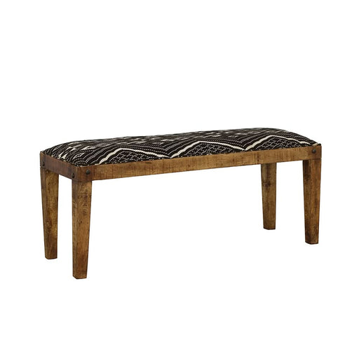 Lamont Fabric Upholstered Accent Bench Black and Natural - Walo Furniture 