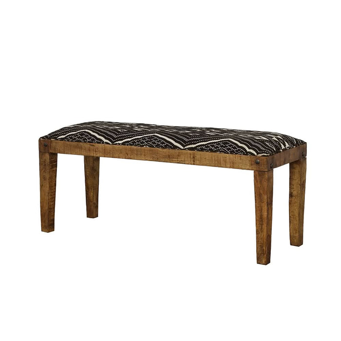 Lamont Fabric Upholstered Accent Bench Black and Natural - Walo Furniture 