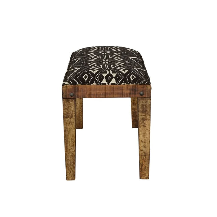 Lamont Fabric Upholstered Accent Bench Black and Natural - Walo Furniture 