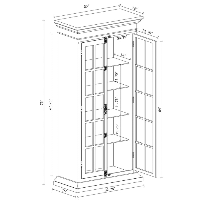 Toni 2-door Wood Tall Storage Cabinet Distressed White - Walo Furniture 