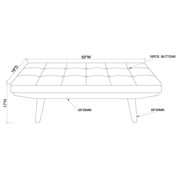 Wilson Fabric Upholstered Tufted Accent Bench Grey - Walo Furniture 