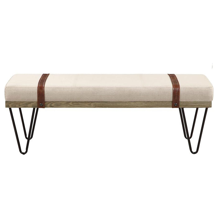 Austin Fabric Upholstered Accent Bench Beige - Walo Furniture 