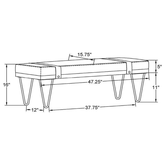 Austin Fabric Upholstered Accent Bench Beige - Walo Furniture 