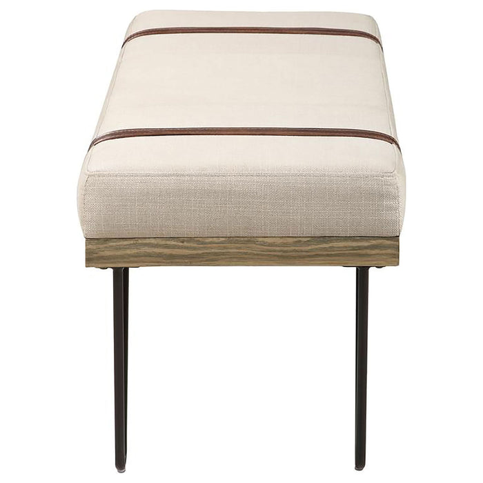 Austin Fabric Upholstered Accent Bench Beige - Walo Furniture 