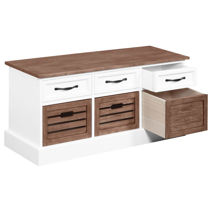 Alma 3-drawer Storage Bench Weathered Brown and White - Walo Furniture 