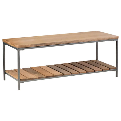 Gerbera Wood Accent Bench with Shelf Natural and Gunmetal - Walo Furniture 