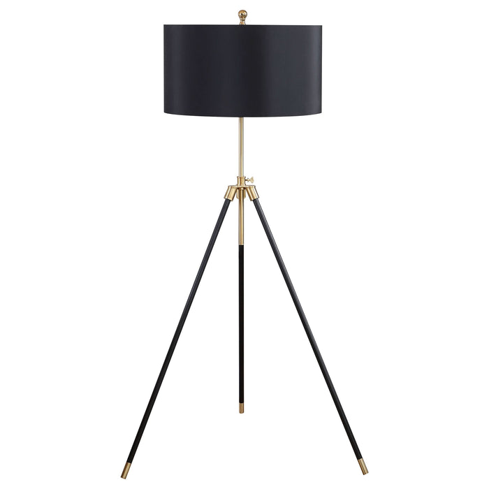 Zabka 63-inch Drum Shade Metal Tripod Floor Lamp Black - Walo Furniture 