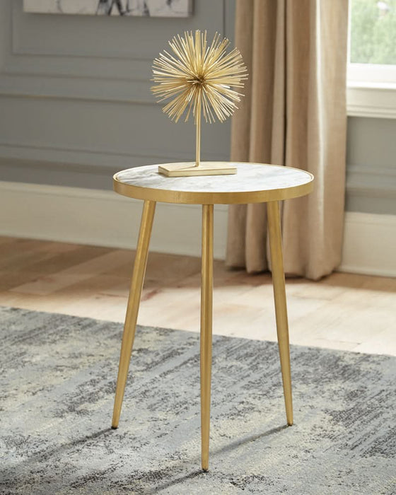 Acheson Round Marble Top Side Table White and Gold - Walo Furniture 