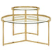 Delia 2-Piece Round Glass Top Nesting Coffee Table Gold - Walo Furniture 