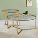 Delia 2-Piece Round Glass Top Nesting Coffee Table Gold - Walo Furniture 