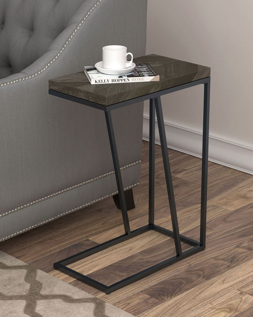 Sergio Engineered Wood C-Shaped Sofa Side Table Rustic Grey - Walo Furniture 