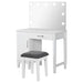 Elijah Vanity Set with Lighting & Stool White and Dark Grey - Walo Furniture 