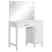 Elijah Vanity Set with Lighting & Stool White and Dark Grey - Walo Furniture 