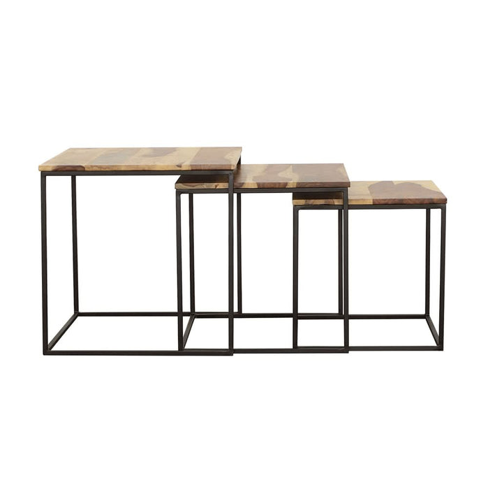 Belcourt 3-piece Square Nesting Tables Natural and Black - Walo Furniture 