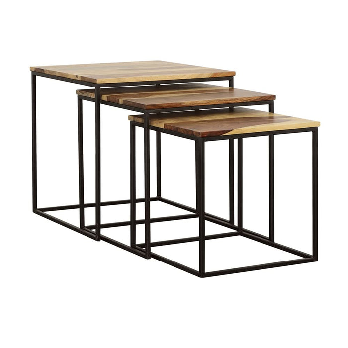 Belcourt 3-piece Square Nesting Tables Natural and Black - Walo Furniture 