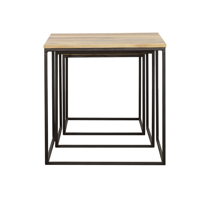 Belcourt 3-piece Square Nesting Tables Natural and Black - Walo Furniture 