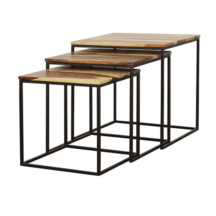 Belcourt 3-piece Square Nesting Tables Natural and Black - Walo Furniture 