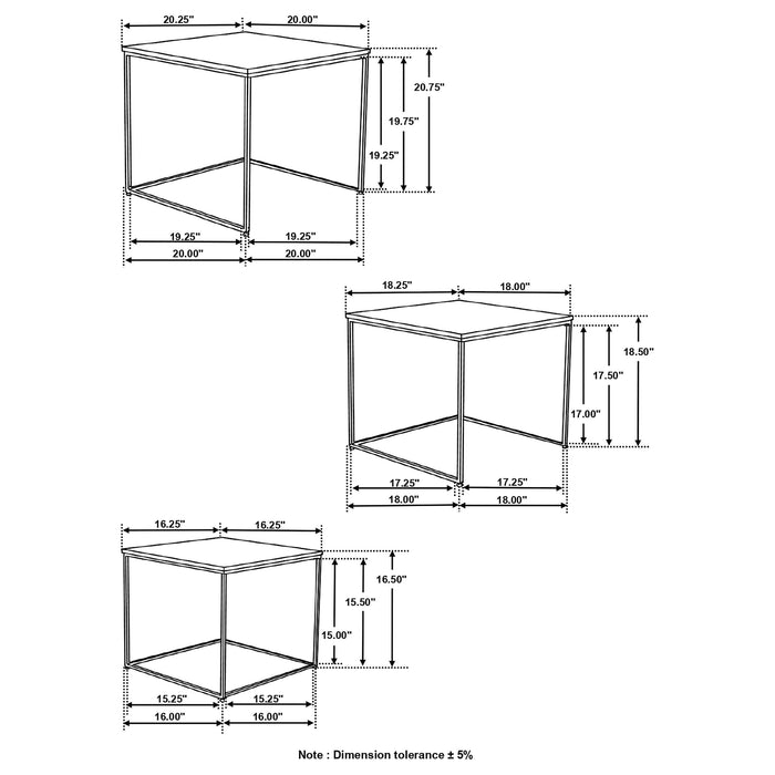 Belcourt 3-piece Square Nesting Tables Natural and Black - Walo Furniture 