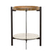 Adhvik Round End Side Table Marble Shelf Natural and Black - Walo Furniture 