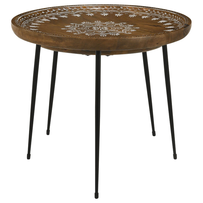 Nuala 2-piece Round Mango Wood Nesting Tables Honey