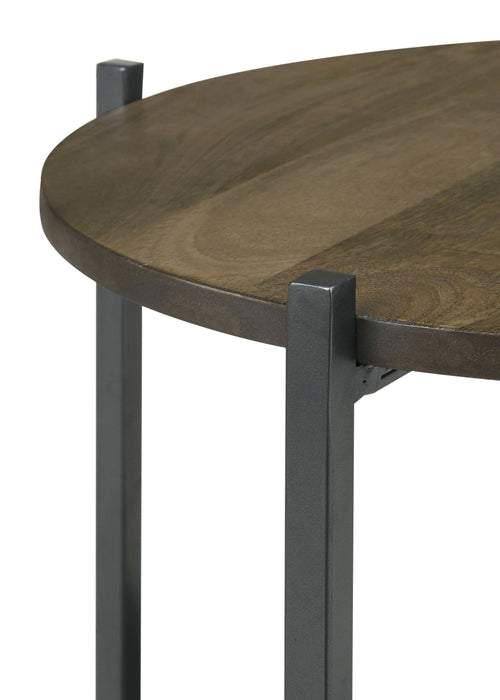 Axel Round Accent Table with Open Shelf Natural and Gunmetal