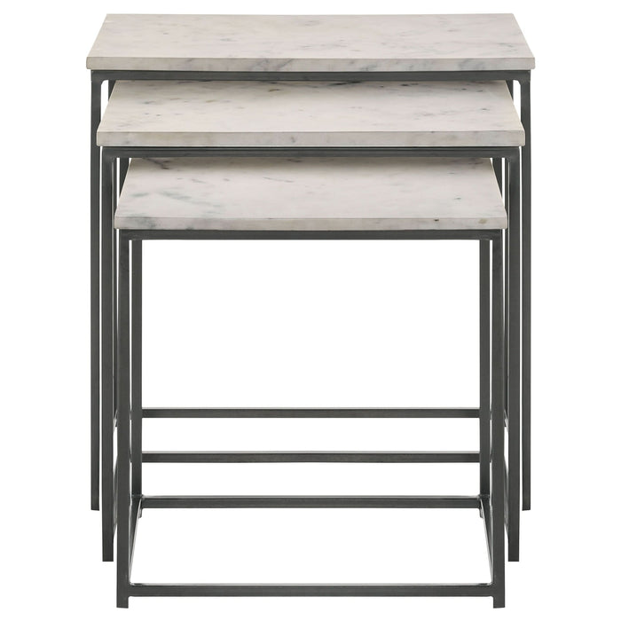 Medora 3-piece Marble Top Nesting Table Set White