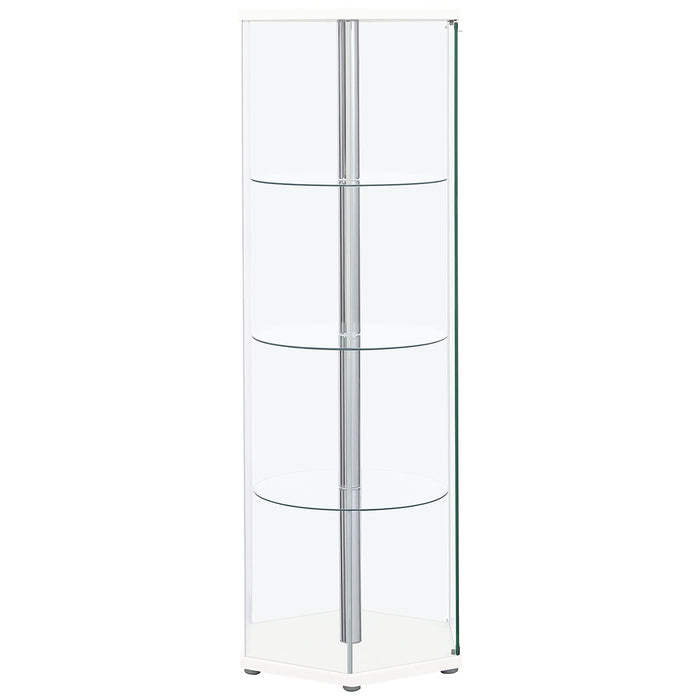 Zahavah 4-shelf Hexagonal Clear Glass Curio Cabinet White - Walo Furniture 