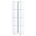 Zahavah 4-shelf Hexagonal Clear Glass Curio Cabinet White - Walo Furniture 