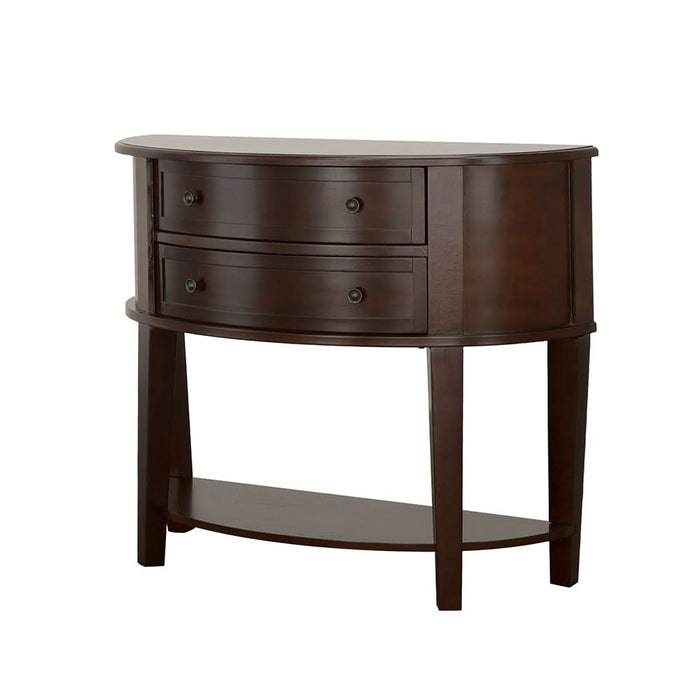 Diane 2-drawer Demilune Entryway Console Table Cappuccino - Walo Furniture 