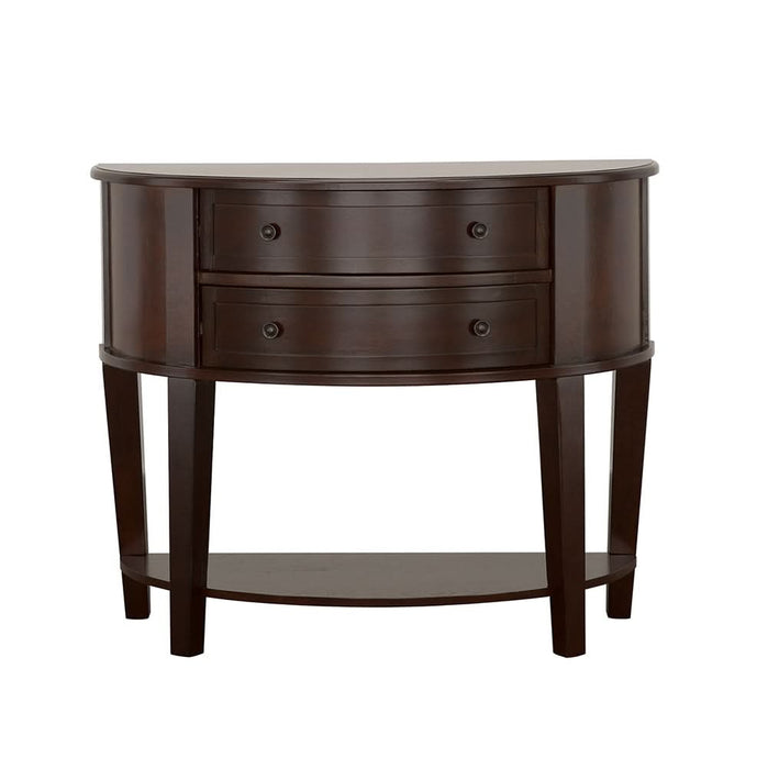 Diane 2-drawer Demilune Entryway Console Table Cappuccino - Walo Furniture 