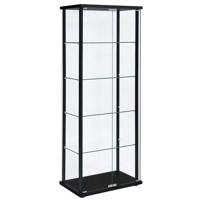 Delphinium 5-shelf Clear Glass Curio Display Cabinet Black - Walo Furniture 