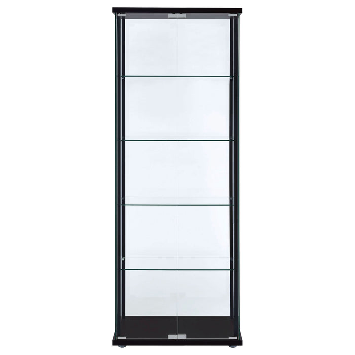 Delphinium 5-shelf Clear Glass Curio Display Cabinet Black - Walo Furniture 