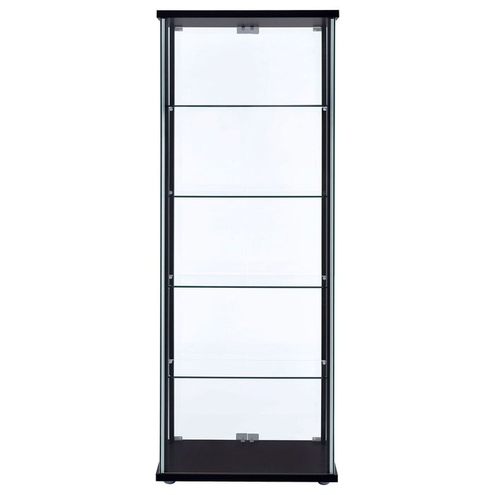 Delphinium 5-shelf Clear Glass Curio Display Cabinet Black - Walo Furniture 