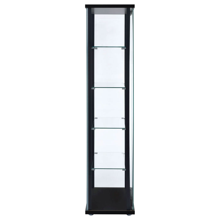 Delphinium 5-shelf Clear Glass Curio Display Cabinet Black - Walo Furniture 