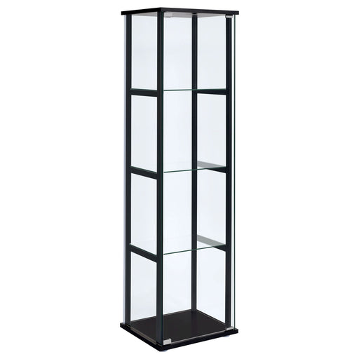 Cyclamen 4-shelf Clear Glass Curio Display Cabinet Black - Walo Furniture 