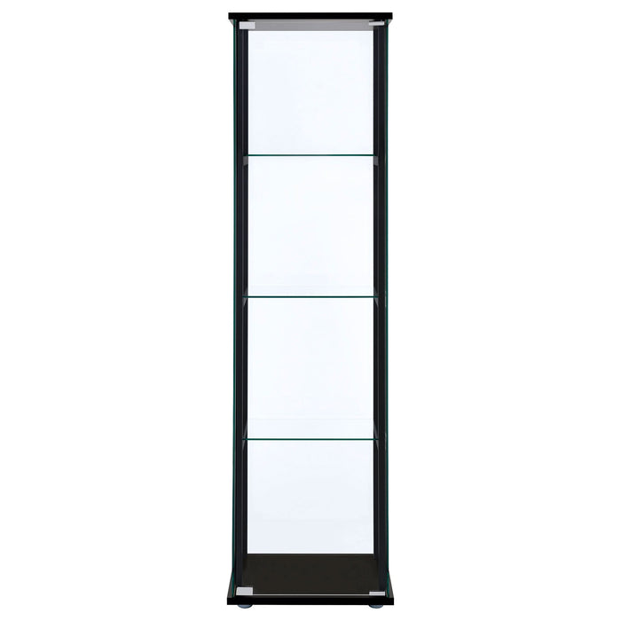 Cyclamen 4-shelf Clear Glass Curio Display Cabinet Black - Walo Furniture 