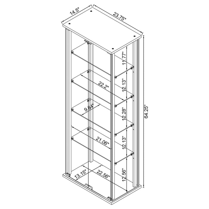 Delphinium 5-shelf Clear Glass Curio Display Cabinet Black - Walo Furniture 