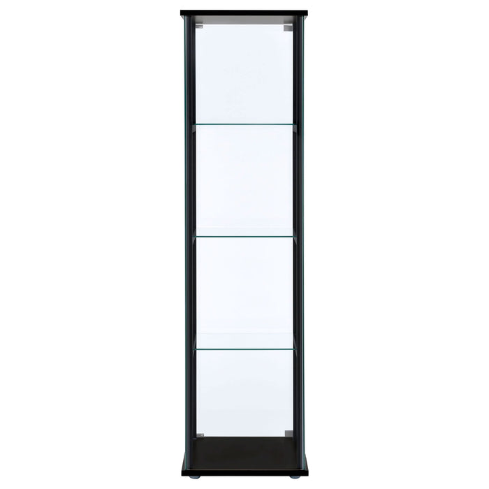 Cyclamen 4-shelf Clear Glass Curio Display Cabinet Black - Walo Furniture 