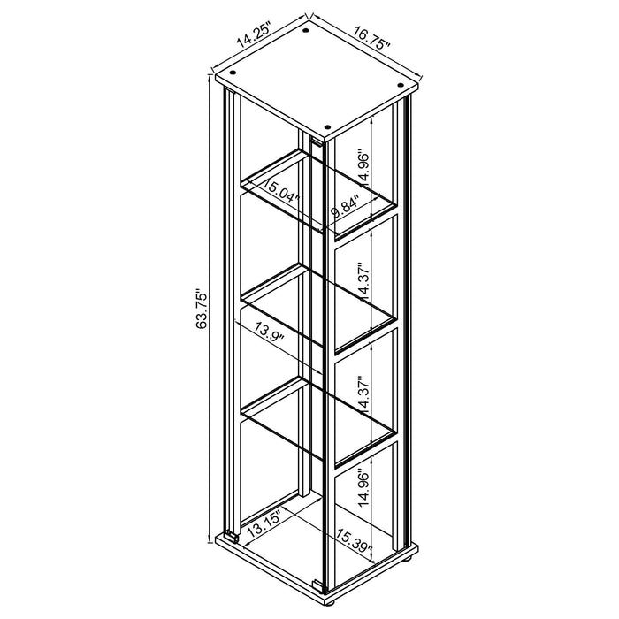 Cyclamen 4-shelf Clear Glass Curio Display Cabinet Black - Walo Furniture 