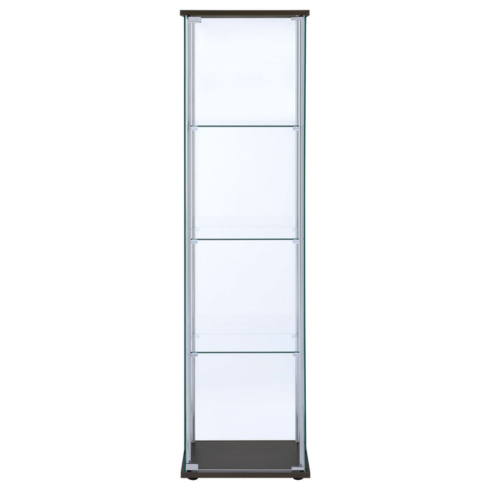 Bellatrix 4-shelf Clear Glass Curio Cabinet Cappuccino - Walo Furniture 