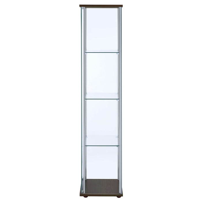 Bellatrix 4-shelf Clear Glass Curio Cabinet Cappuccino - Walo Furniture 