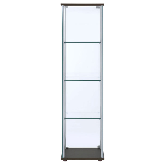 Bellatrix 4-shelf Clear Glass Curio Cabinet Cappuccino - Walo Furniture 